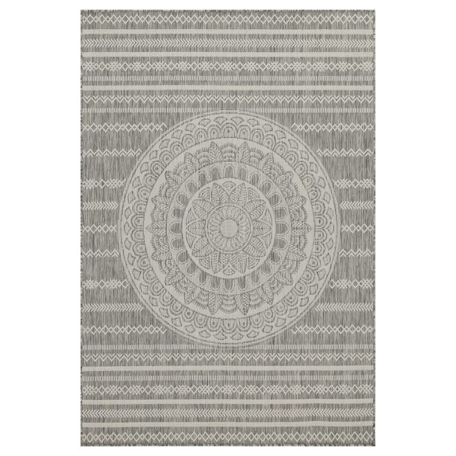 Conrad Home Harmony 2'7''x7'3'' Runner, Silver/Medallion/Stripes - HAR20182-7