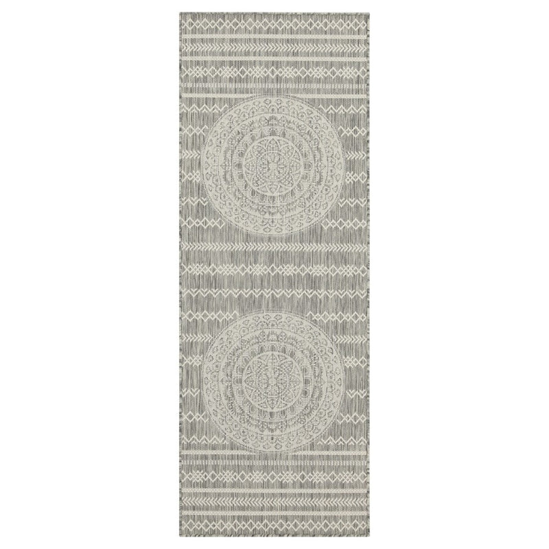 Conrad Home Harmony 5'3''x7'3'' Rug, Silver/White Medallion/Stripes