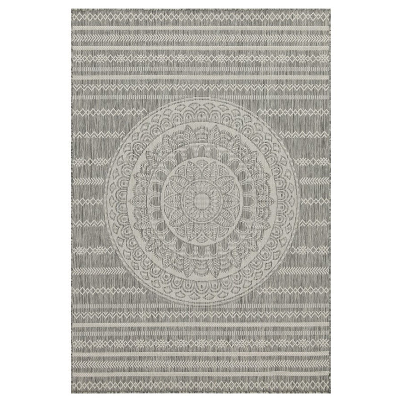 Conrad Home Harmony 7'10''x10'3'' Rug, Silver/Medallion/Stripes