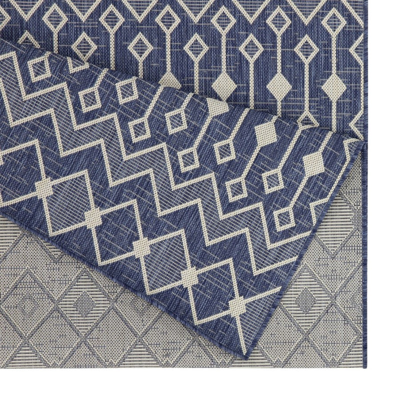 Conrad Home Harmony 2'7''x7'3'' Runner, Blue/White Trellis/Geo