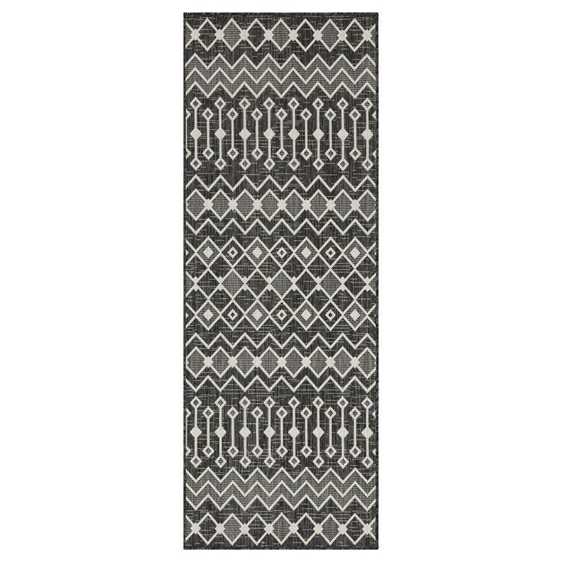 Conrad Home Harmony 2'7''x7'3'' Runner, Anthra/White Trellis/Geo