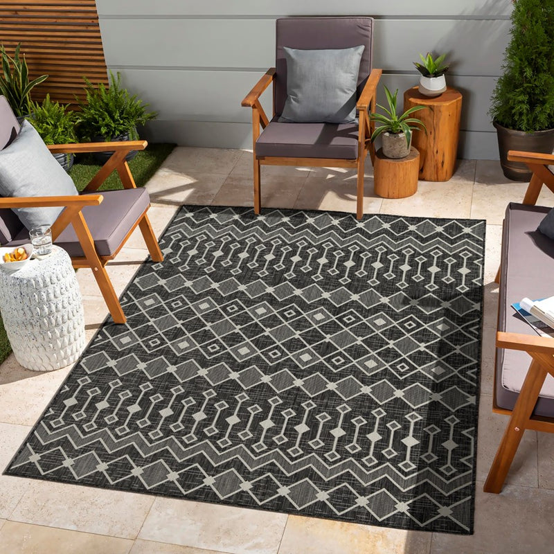 Conrad Home Harmony 2'7''x7'3'' Runner, Anthra/White Trellis/Geo