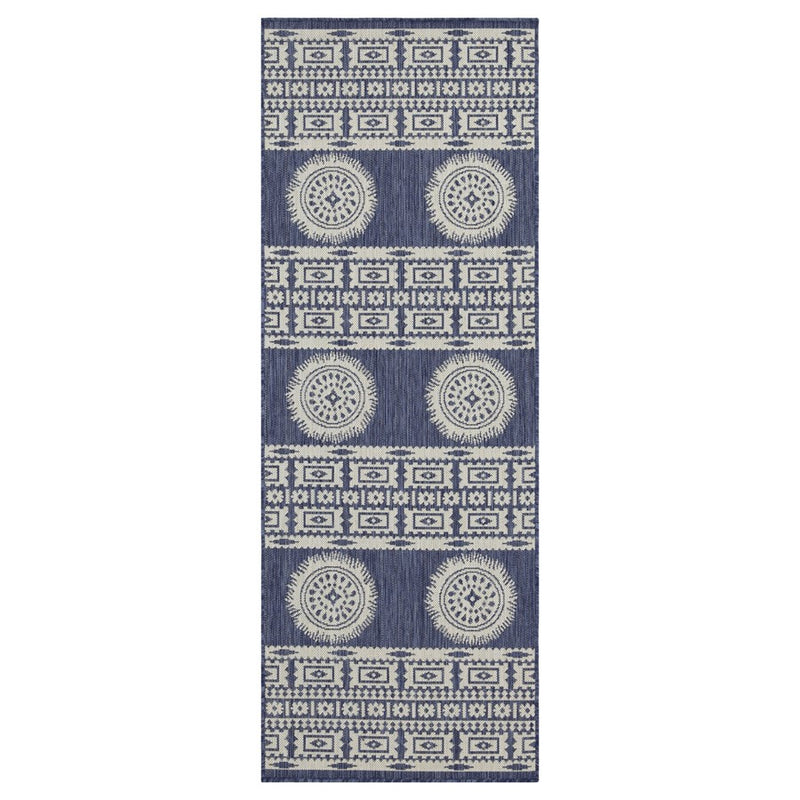 Conrad Home Harmony 5'3''x7'3'' Rug, Blue/Medallion/Stripes/Tribal