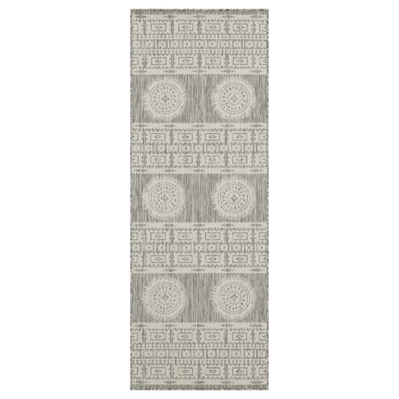 Conrad Home Harmony 2'7x7'3 Runner, Silver/Medallion/Stripes/Tribal