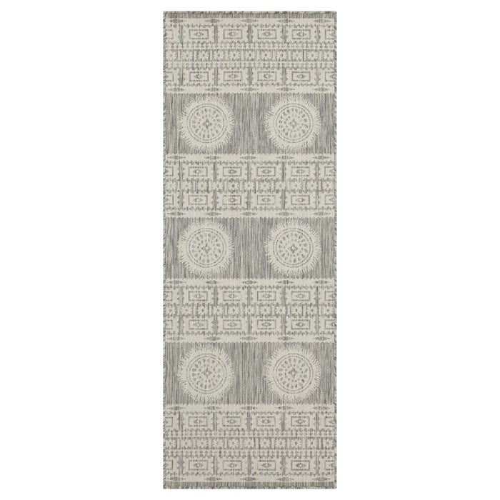 Conrad Home Harmony 2'7x7'3 Runner, Silver/Medallion/Stripes/Tribal