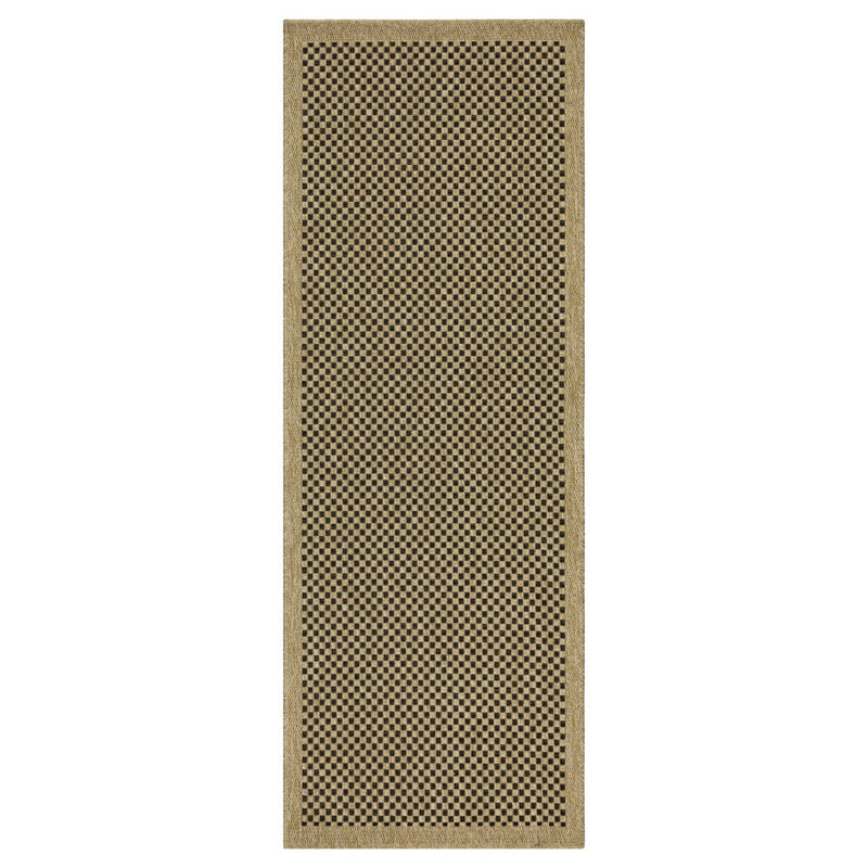 Conrad Home Natural Living 2'7x7'3 Runner, Jute/Black Check/Border
