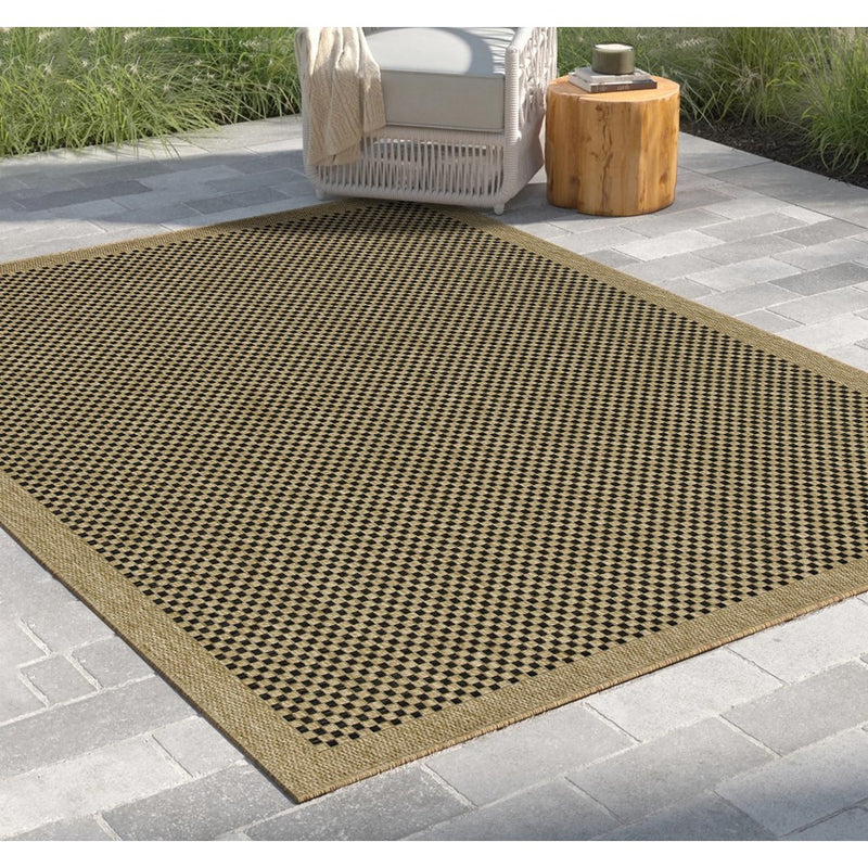 Conrad Home Natural Living 2'7x7'3 Runner, Jute/Black Check/Border