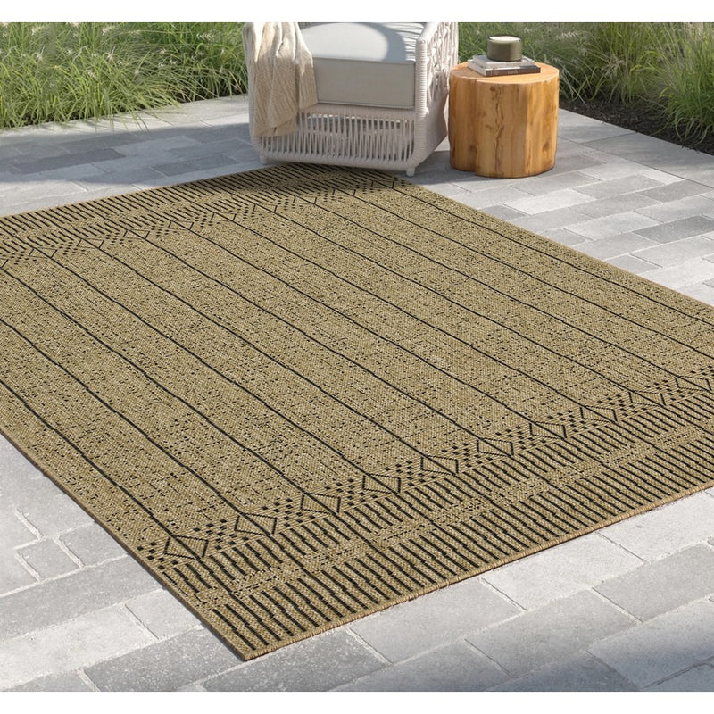 Conrad Home Natural Living 5'3''x7'3'' Rug, Jute/Black Geo/Stripes