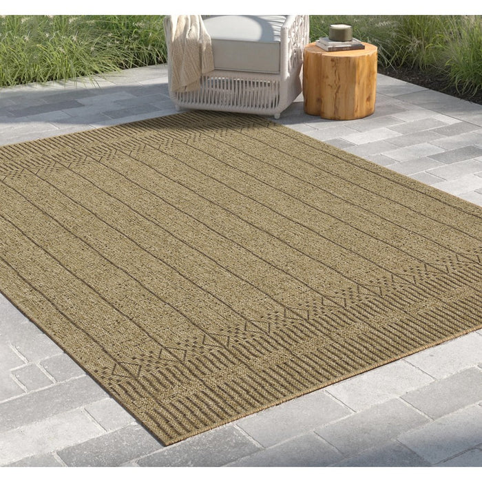 Conrad Home Natural Living 5'3''x7'3'' Rug, Jute/Mocha Geo/Stripes