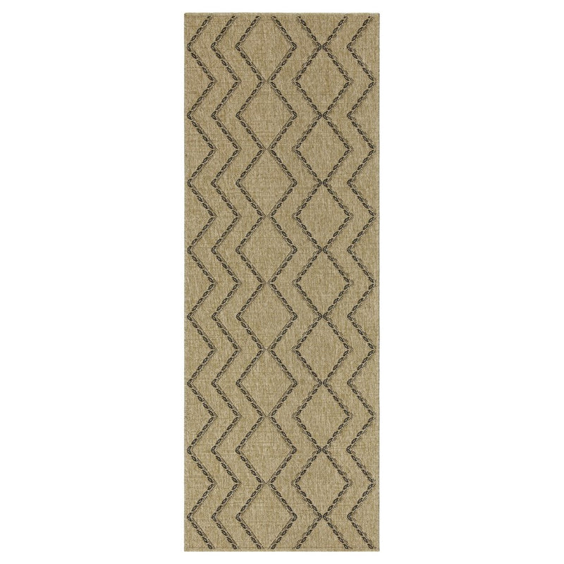 Conrad Home Natural Living 2'7''x7'3'' Runner, Jute/Black Geo/Dia