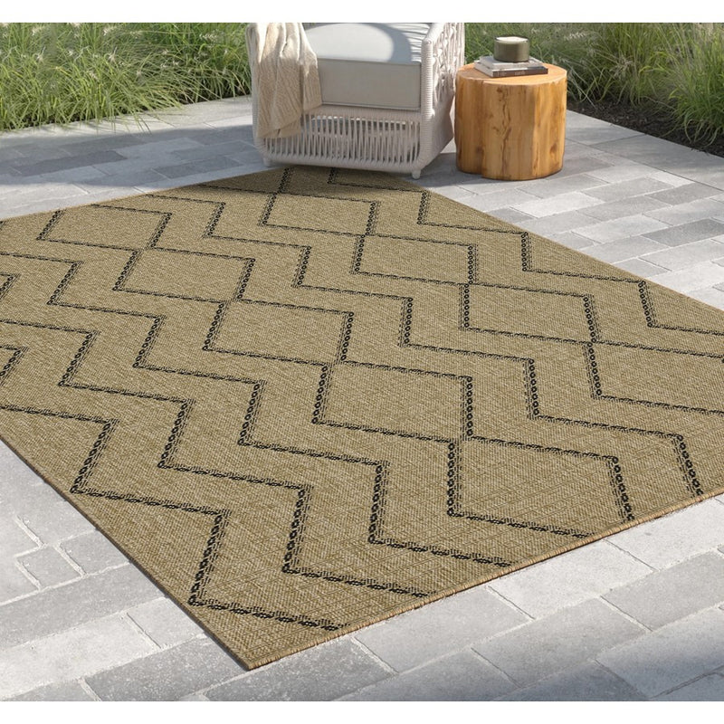 Conrad Home Natural Living 2'7''x7'3'' Runner, Jute/Black Geo/Dia