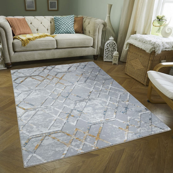 Conrad Home Soho 2'7" x 7' Contemporary Runner, Off-White Geometric