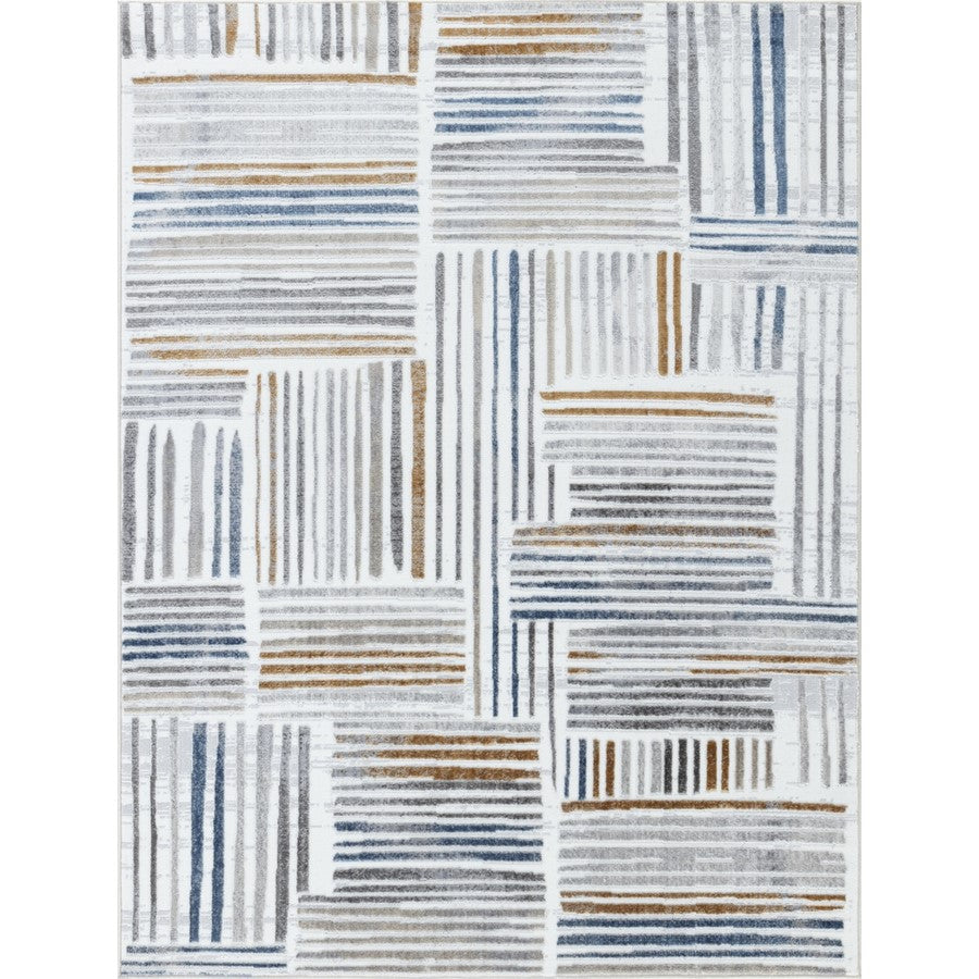 Conrad Home Soho 5'3' x 7' Contemporary Rug, Off-White Geo/Lines - SOH90045-7
