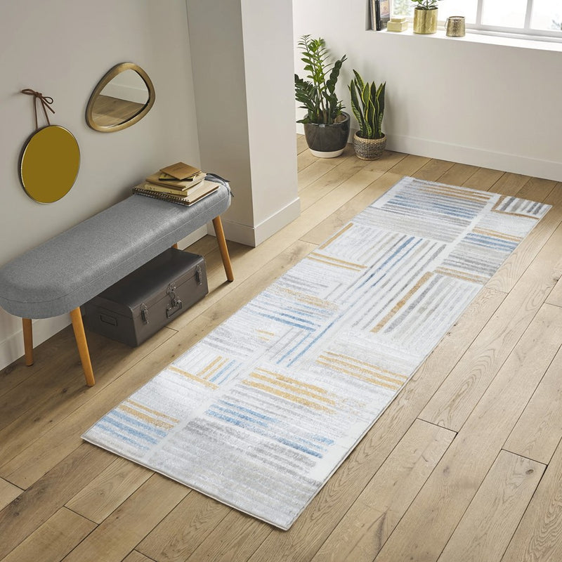 Conrad Home Soho 5'3' x 7' Contemporary Rug, Off-White Geo/Lines