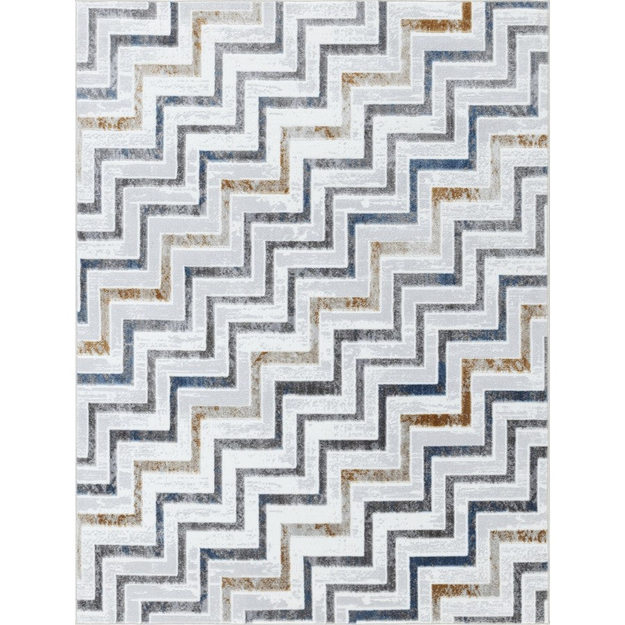 Conrad Home Soho 2'7" x 7' Contemporary Runner, Off-White Geo/Chev