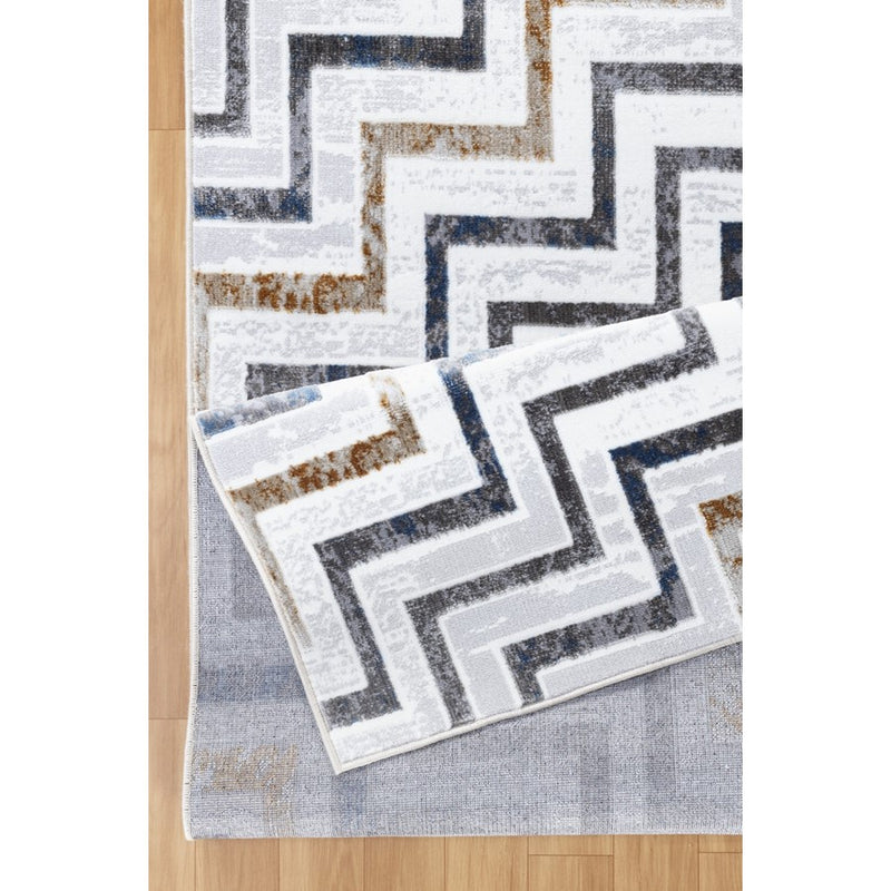 Conrad Home Soho 2'7" x 7' Contemporary Runner, Off-White Geo/Chev