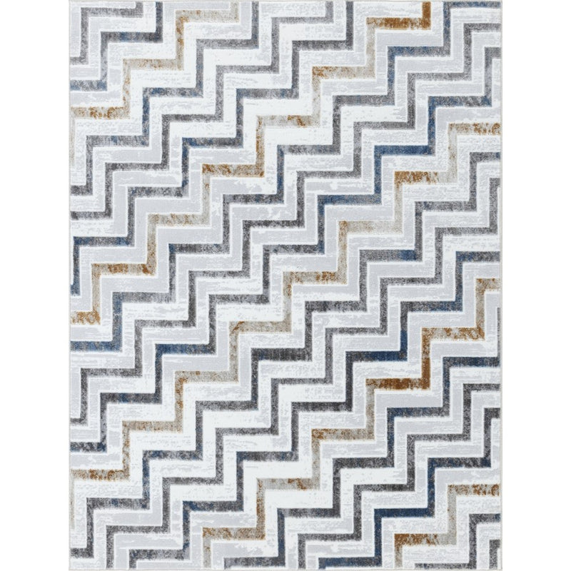 Conrad Home Soho 5'3' x 7' Contemporary Rug, Off-White Geo/Chev