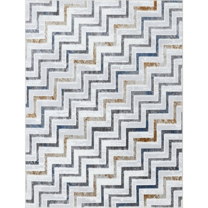 Conrad Home Soho 5'3' x 7' Contemporary Rug, Off-White Geo/Chev - SOH90055-7