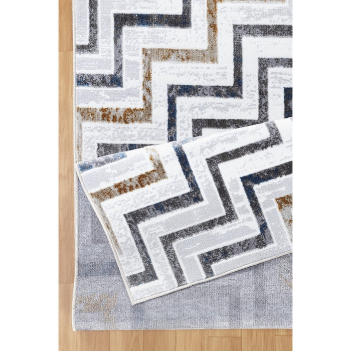 Conrad Home Soho 5'3' x 7' Contemporary Rug, Off-White Geo/Chev