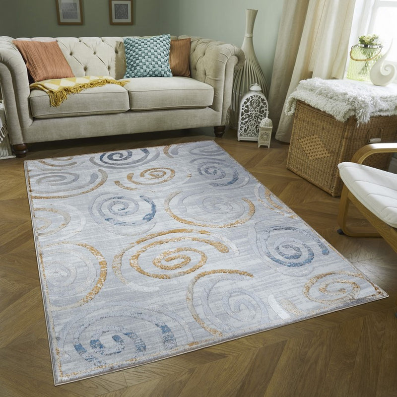 Conrad Home Soho 2'7" x 7' Runner, Off-White Modern/Swirls