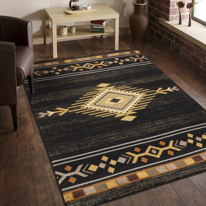 Conrad Home Yellowstone 2' x 3' Area Rug, Black Southwest
