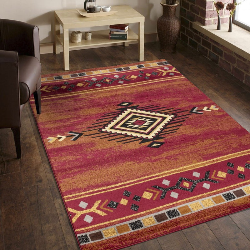 Conrad Home Yellowstone 2' x 3' Southwest Area Rug, Red Red SW