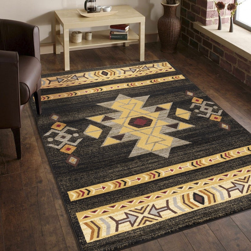 Conrad Home Yellowstone 2' x 3' Southwest Area Rug, Black Southwest