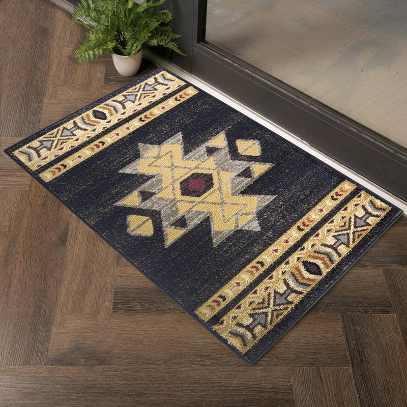 Conrad Home Yellowstone 2'7'' x 7'3'' Southwest Runner, Black