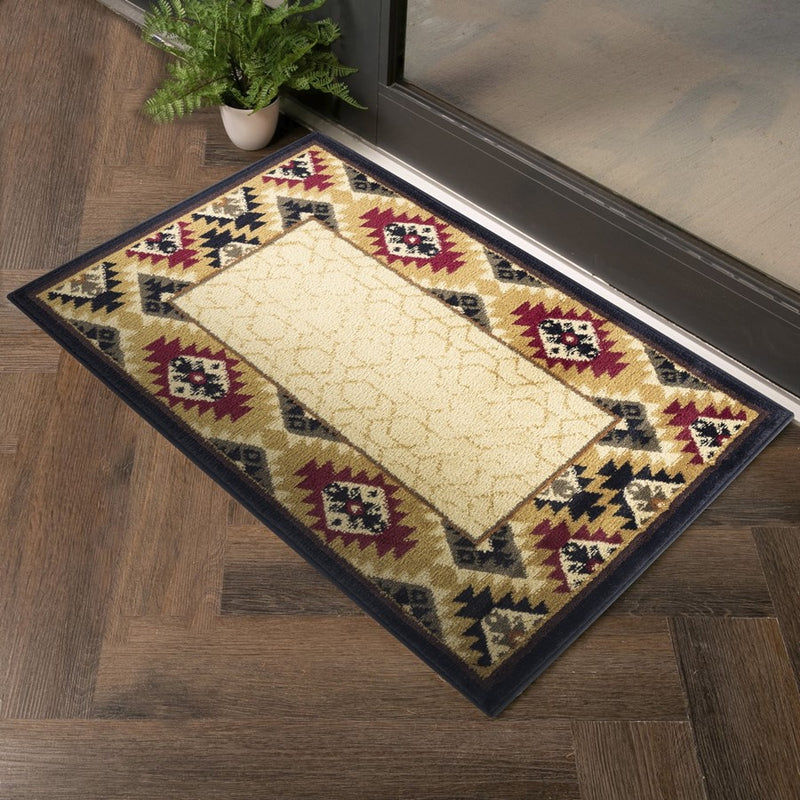 Conrad Home Yellowstone 2' x 3' Southwest Area Rug, Cream Border SW