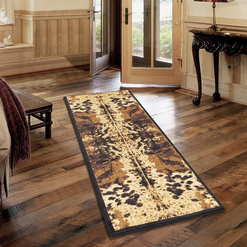 Conrad Home Yellowstone 2'7'' x 7'3'' Cowhide Runner, Black Cowhide