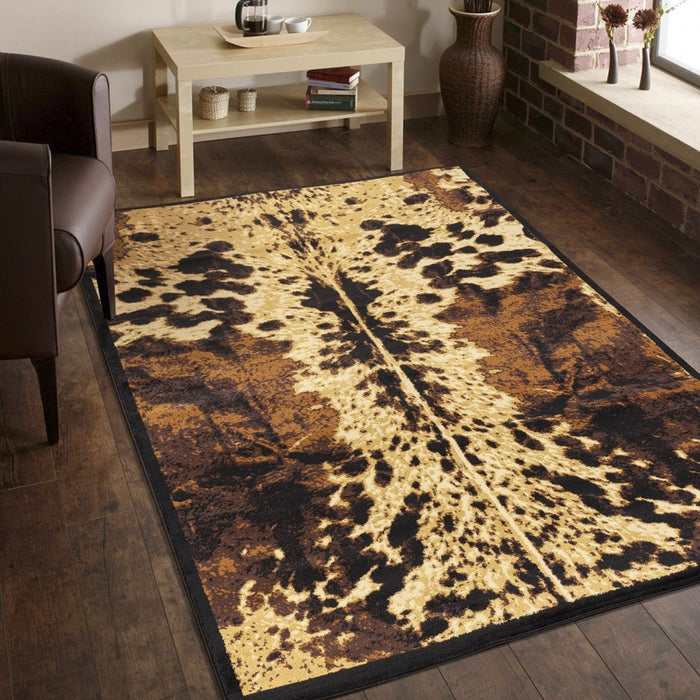 Conrad Home Yellowstone 5'3'' x 7'3'' Cow Rug, Black Cow