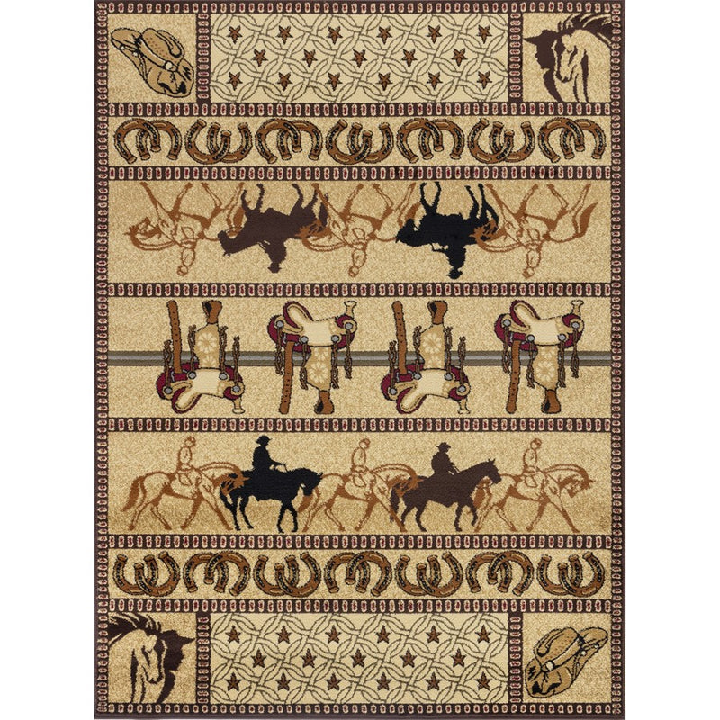 Conrad Home Yellowstone 2' x 3' Western Area Rug, Cowboys/Horses
