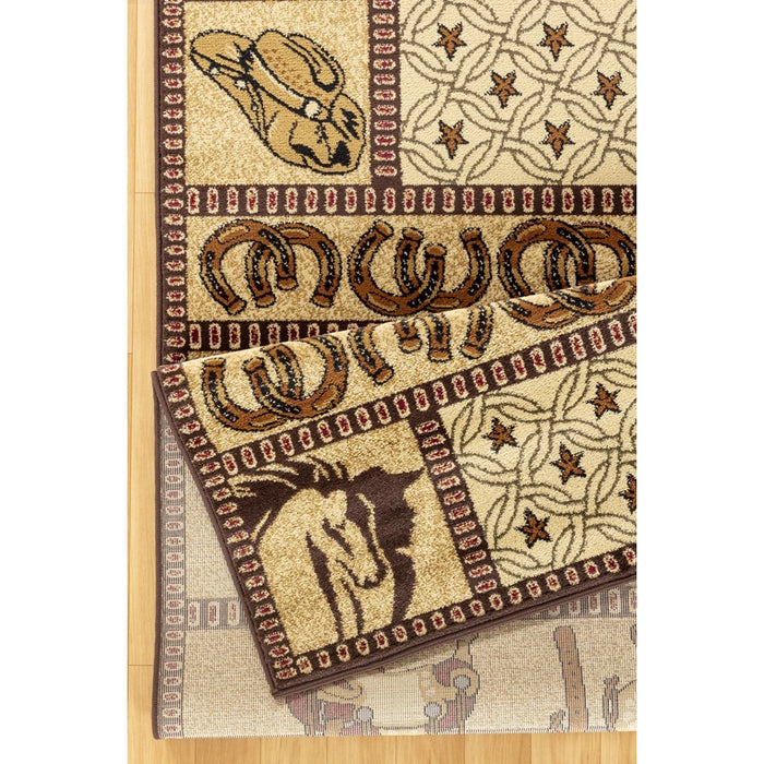 Conrad Home Yellowstone 5'3'' x 7'3'' Rug, Beige Cowboys/Horses