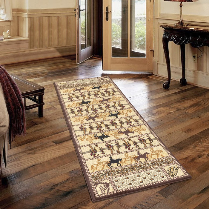 Conrad Home Yellowstone 5'3'' x 7'3'' Rug, Beige Cowboys/Horses