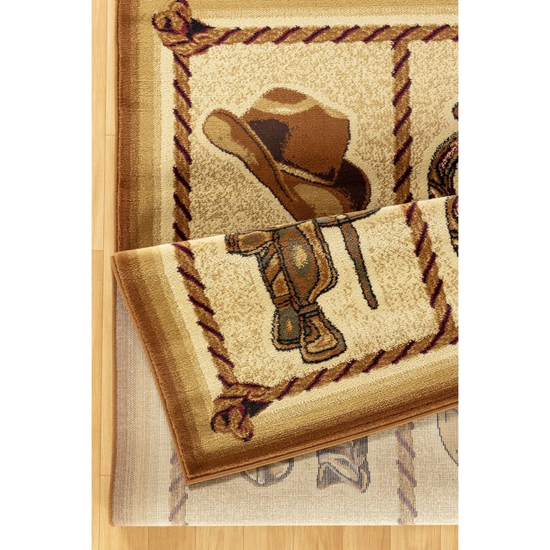 Conrad Home Yellowstone 2' x 3' Rug, Beige Cowboys/Horses