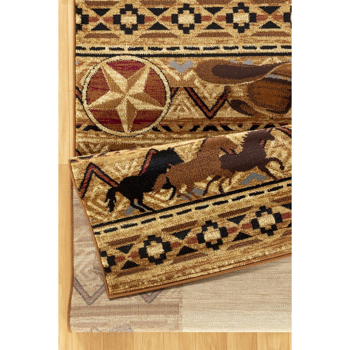 Conrad Home Yellowstone 2'7'' x 7'3'' Runner, Beige Cowboys/Horses