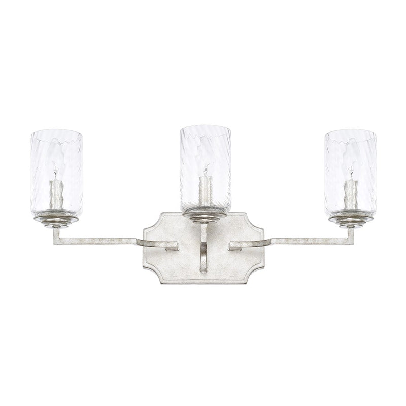 Capital Lighting Oxford 3 Light Vanity, Silver Patina