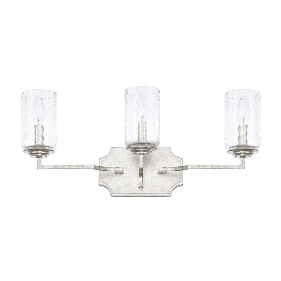 Capital Lighting Oxford 3 Light Vanity, Silver Patina