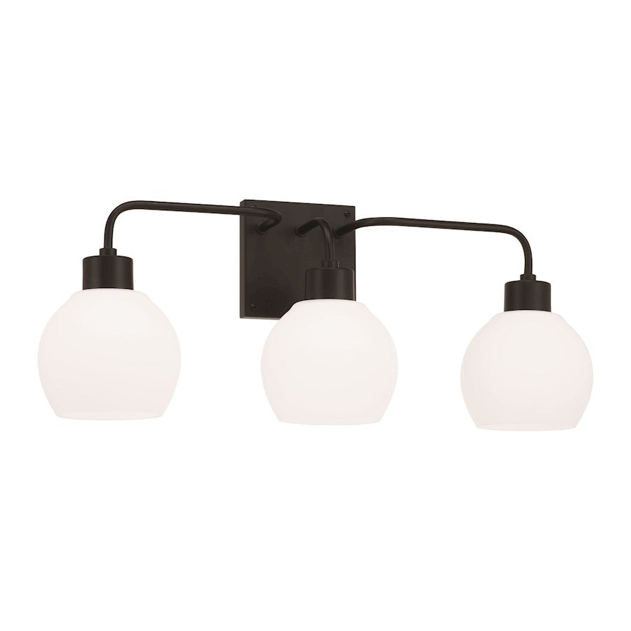 Homeplace Lighting Tanner 3 Light Vanity, Black/Soft White
