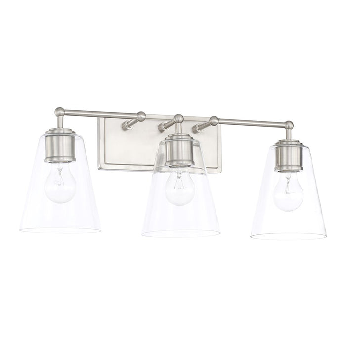 Capital Lighting 3 Light Cone Vanity, Brushed Nickel