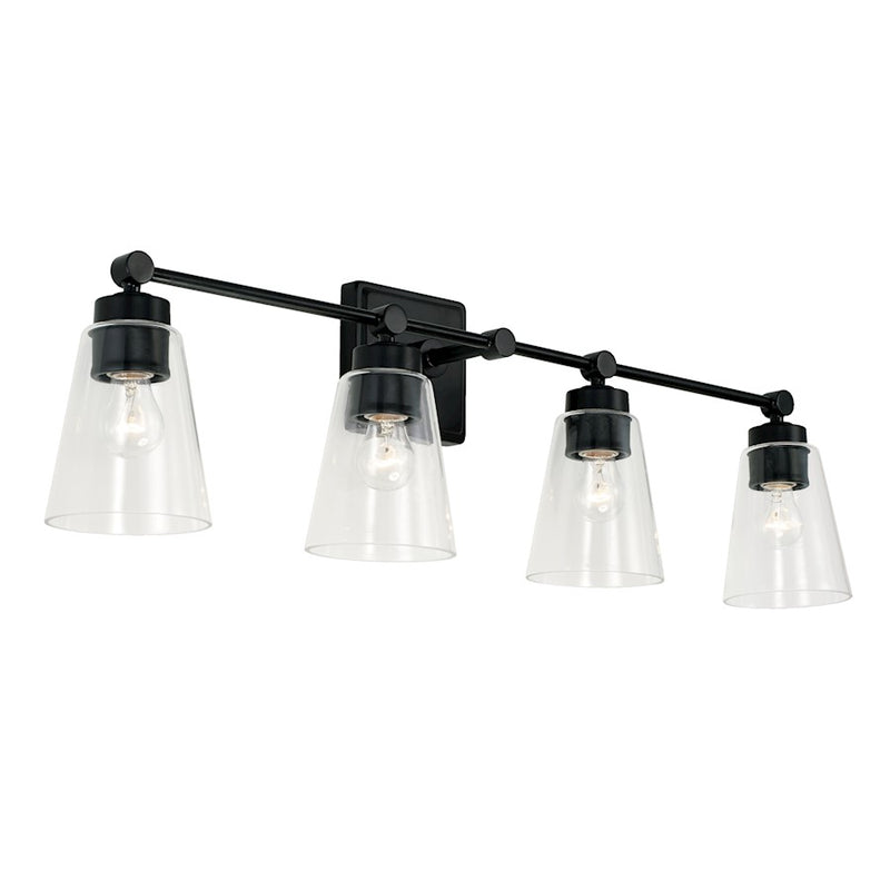 Capital Lighting Rory 2 Light Vanity in Matte Black/Clear