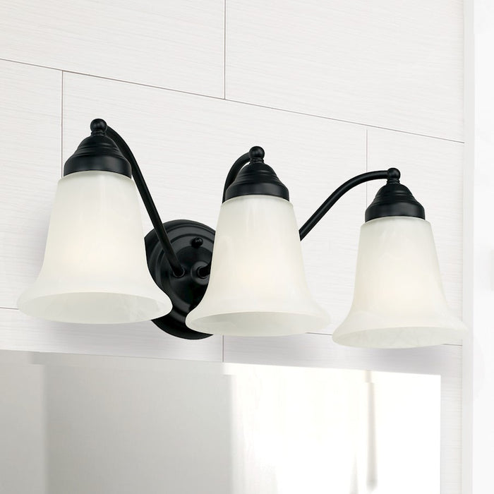 Capital Lighting Brady Vanity, Black/White Faux Alabaster -