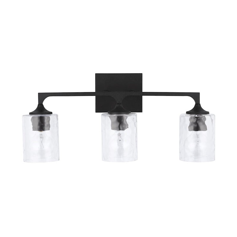 Capital Lighting Clint Vanity, Black Iron/Clear Water