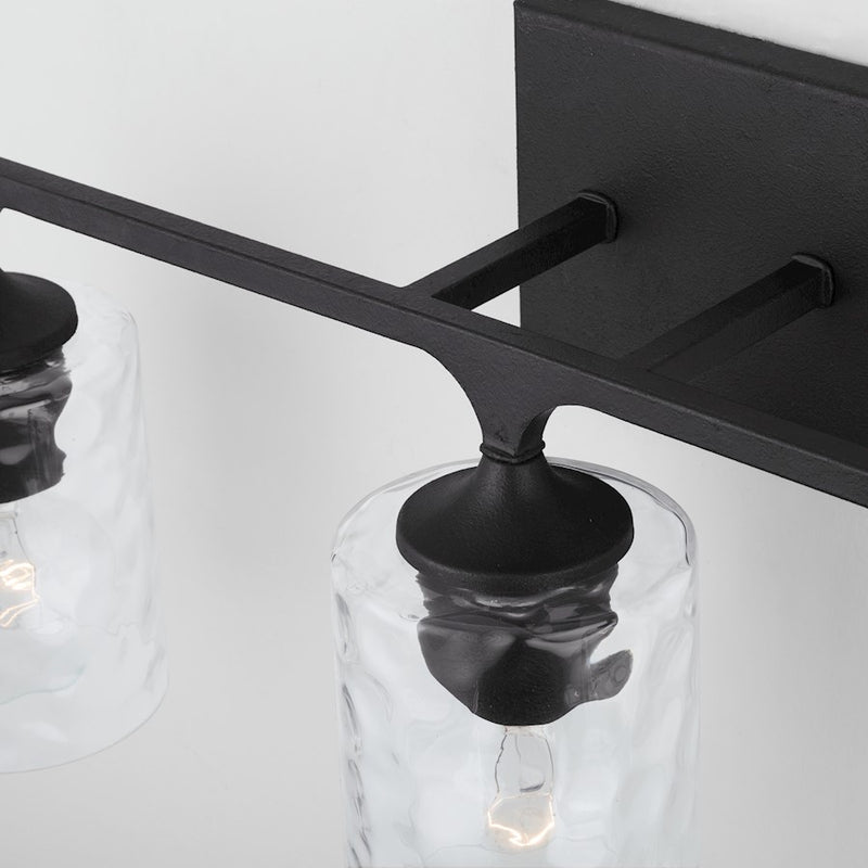 Capital Lighting Clint Vanity, Black Iron/Clear Water