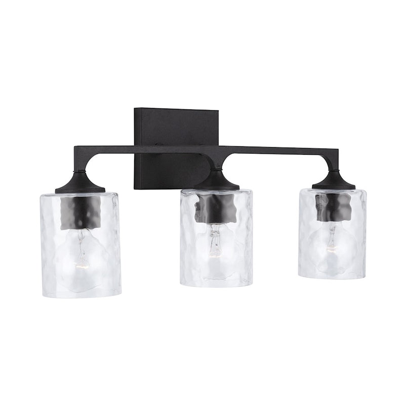 Capital Lighting Clint Vanity, Black Iron/Clear Water