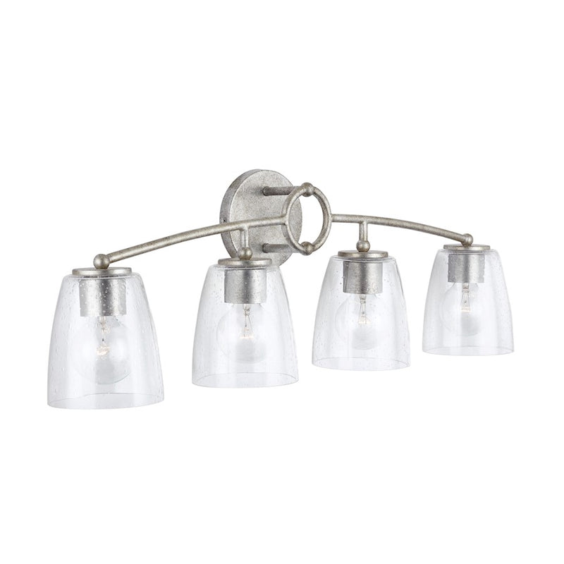 Capital Lighting Oran Vanity, Antique Silver/Clear Seeded