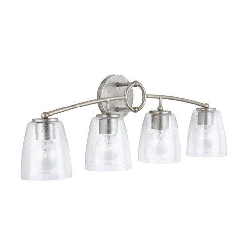 Capital Lighting Oran Vanity, Antique Silver/Clear Seeded