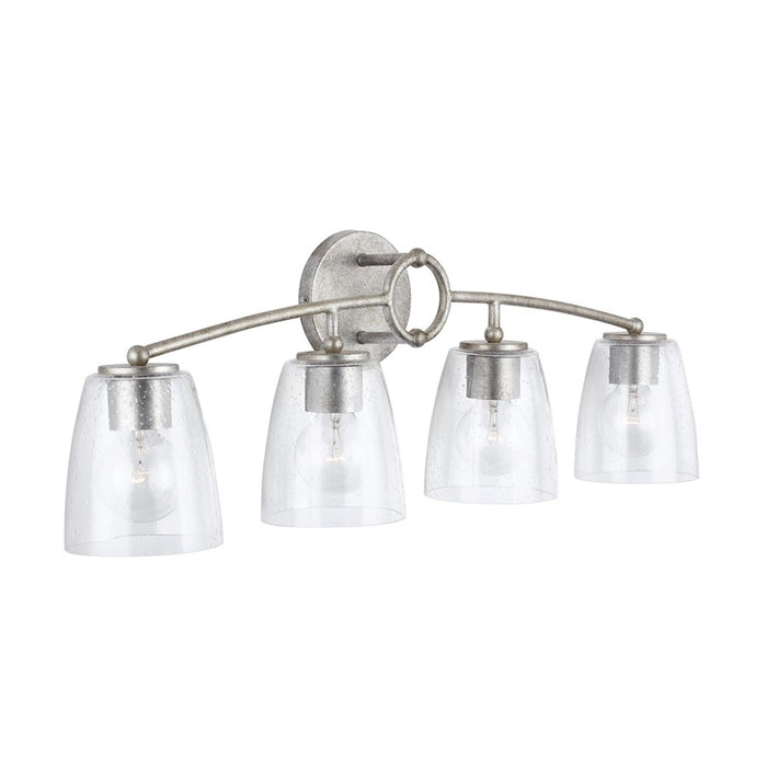Capital Lighting Oran Vanity, Antique Silver/Clear Seeded
