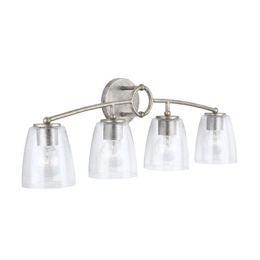 Capital Lighting Oran Vanity, Antique Silver/Clear Seeded