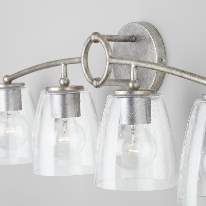 Capital Lighting Oran Vanity, Antique Silver/Clear Seeded